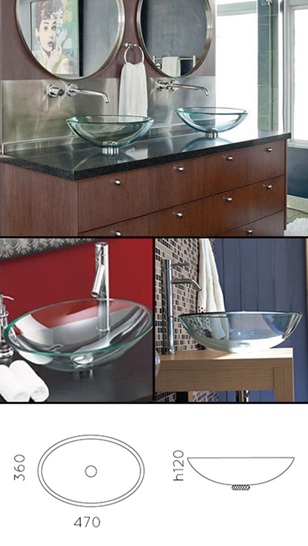 Oval Clear Glass Wash Bowl (65U)