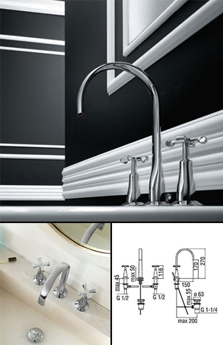 Piccadilly 3 Piece Basin Taps Set (40BB)