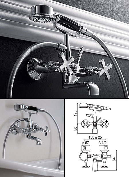 Piccadilly Bath Filler Taps with Shower (40DD)