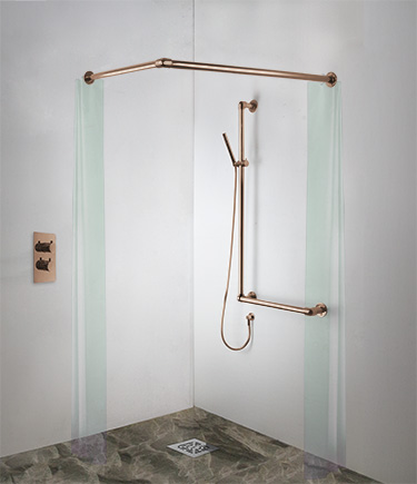 Rose Gold Classic Jointed Corner Shower Curtain Rail (168R) 