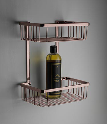 Spa Rose Gold Double Rectangular Shower Basket (162NRG)