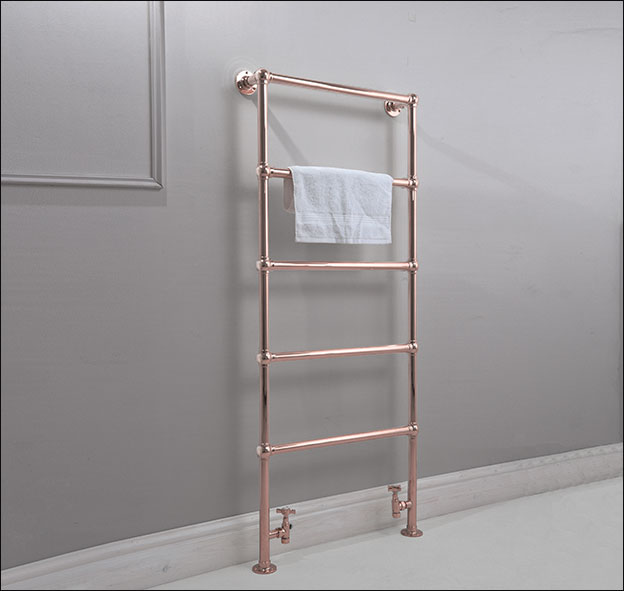 Eden Rose Gold Freestanding Towel Rail, Freestanding Towel Warmer
