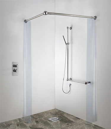 Ball Jointed Chrome Corner Shower Curtain Rail (158AC)