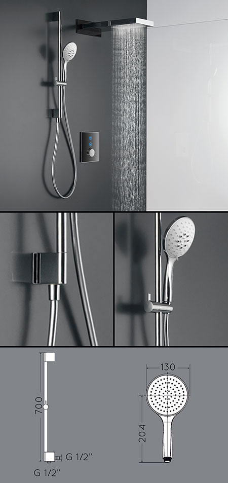 Ocean Shower Head & Rail with Wall Outlet (79X)