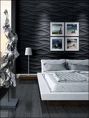 Surf 3d Panels Textured Wave Wall - Grey Wall Panels Bedroom