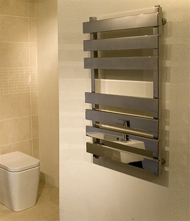 Tracks Polished Stainless Steel Heated Towel Rail (58T)