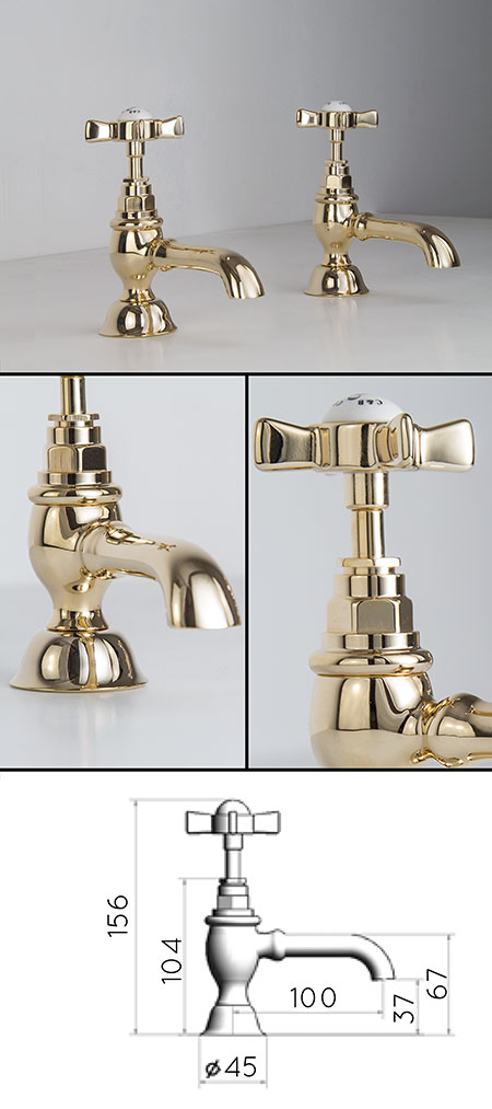 Traditional Gold Pillar Sink Taps (43AA)