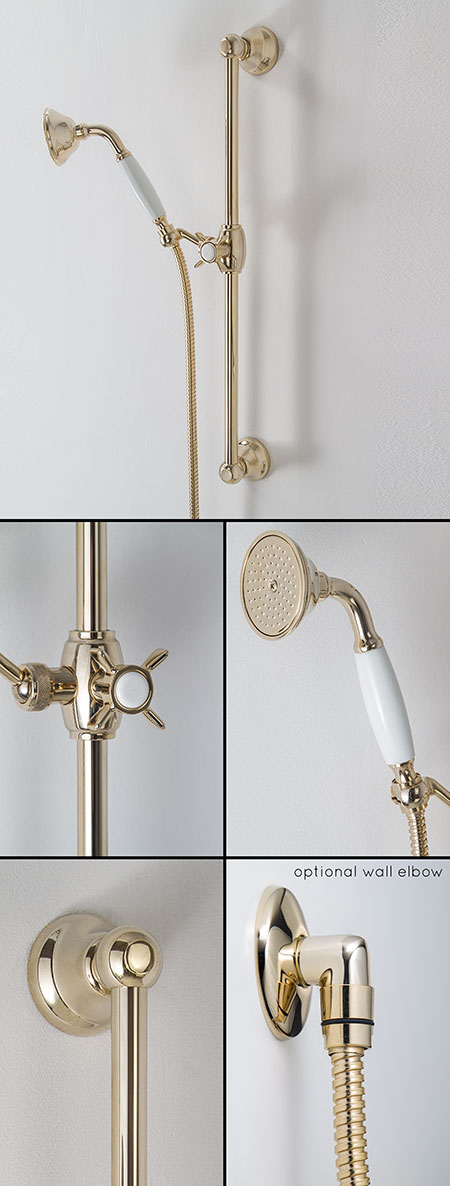 Gold Shower Head with Adjustable Slide Rail (43JJ)