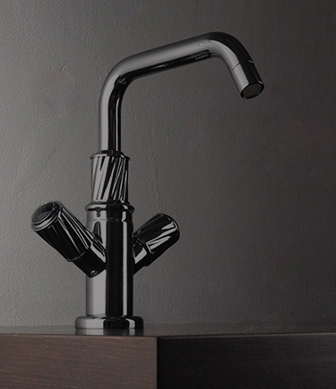 Twist Black Chrome Two-Handle Basin Mixer (47BCD)