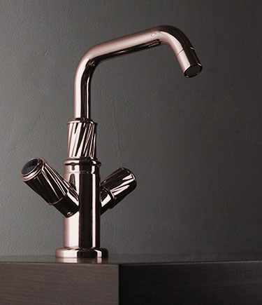 Twist Rose Gold Two-Handle Basin Mixer (47RGD)