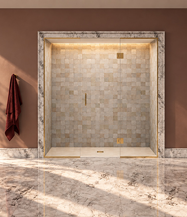 Unlacquered Brass 3-Panel Shower Enclosure (69UG)