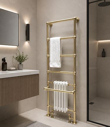 Victorian Brass Heated Towel Rail Radiator (VT1BR)