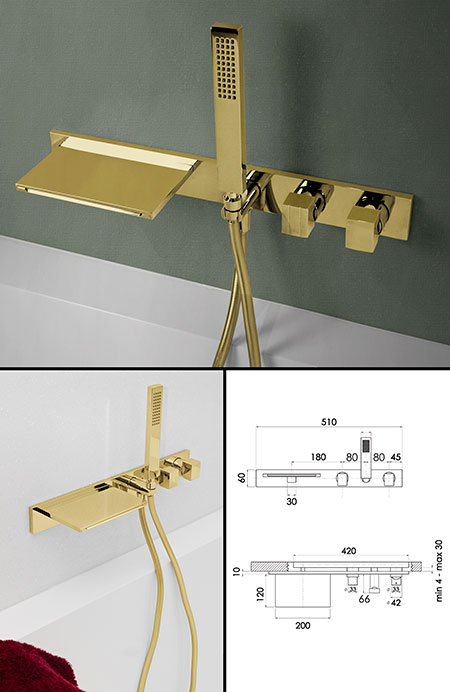 Waterblade Gold Bath Tap with Shower (38EE)