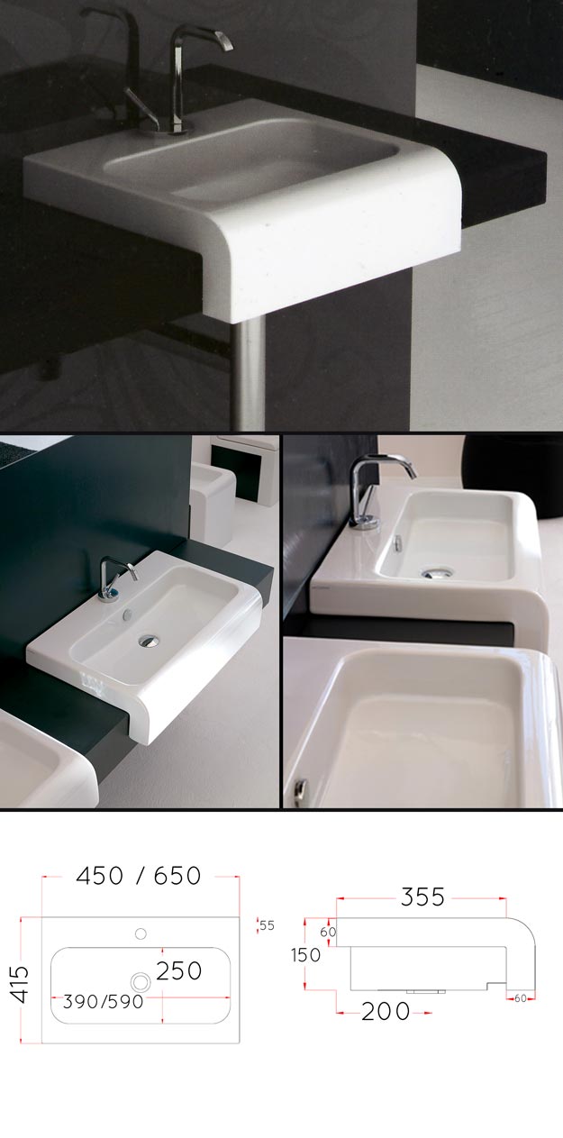 Nouveau White Elle Wash Basin (15D)