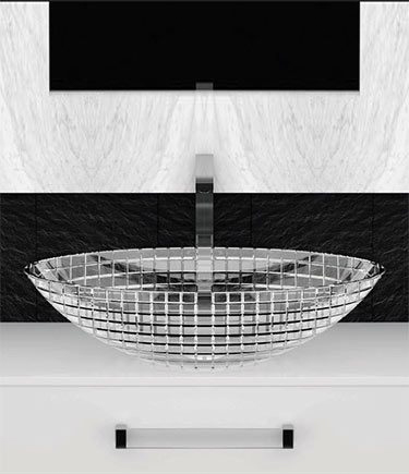 Ice Cube Clear Glass Sink (65J)