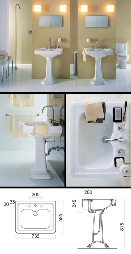Traditional Basin With Pedestal (24W)