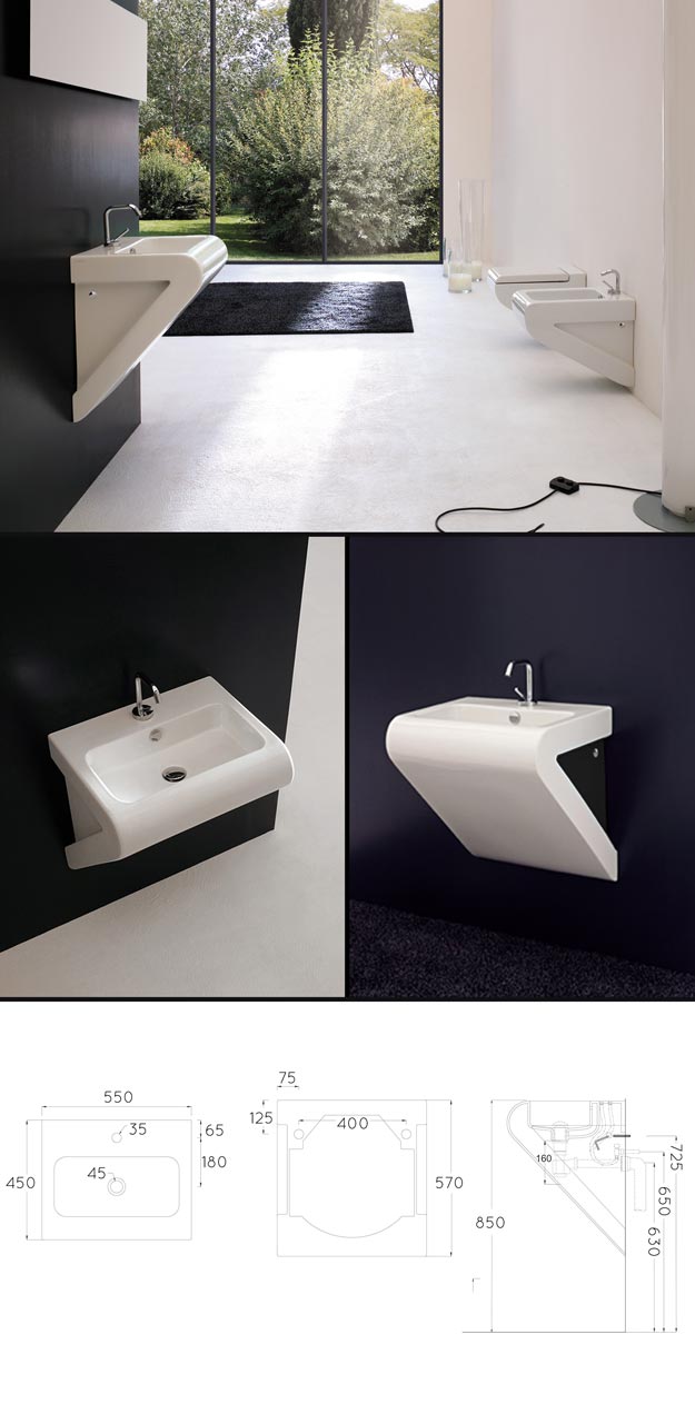 Nouveau White Wall Hung Basin (15B)