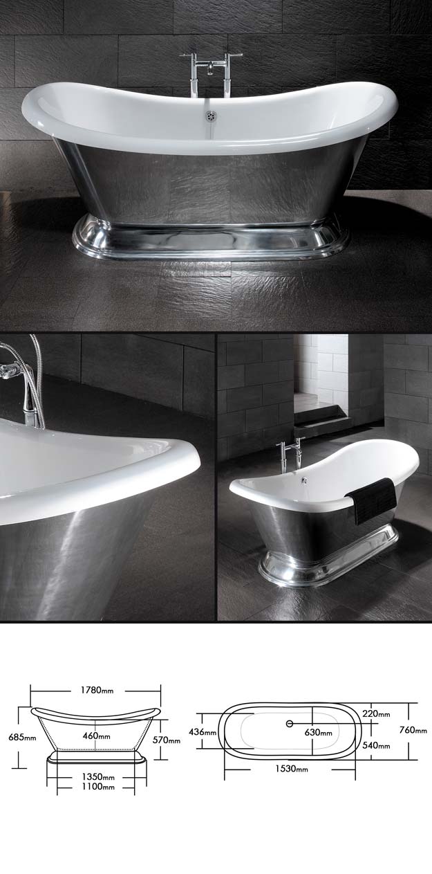 Bateau Polished Aluminium Bath (25E)