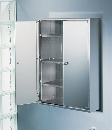 Double Stainless Steel Mirror Cabinet (62J)