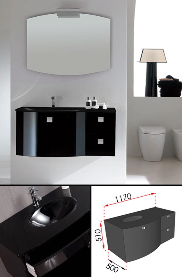 Lily Lou Gloss Black Bathroom Furniture (3AA)