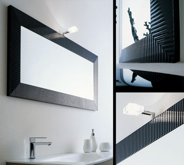 Ebony Lacquered Glass Illuminated Mirror (63D)