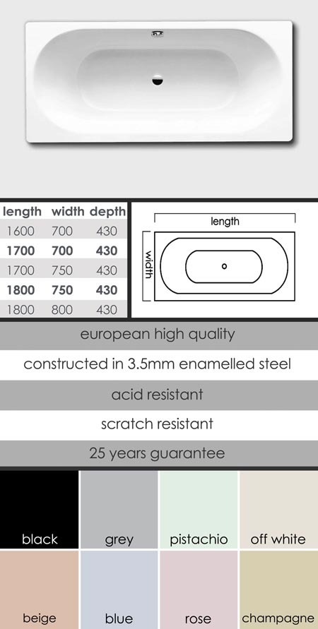 Kayak Built In Steel Bath (27E)