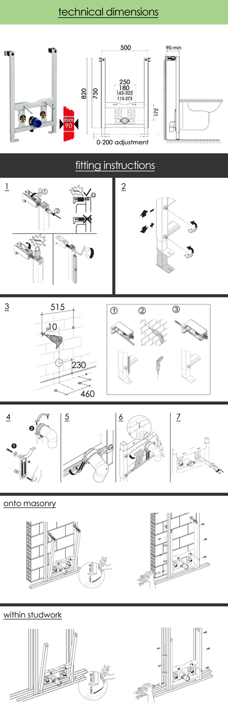 Technical Info Super Slim Bidet Mounting Frame (53G)