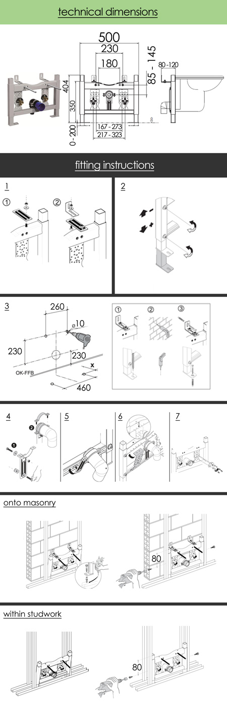 Technical Info for Low Bidet Frame (53L)