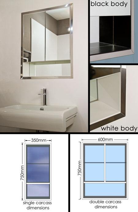 Wall Recessed Bathroom Mirror Cabinet, Recessed Illuminated Bathroom Mirror Cabinet