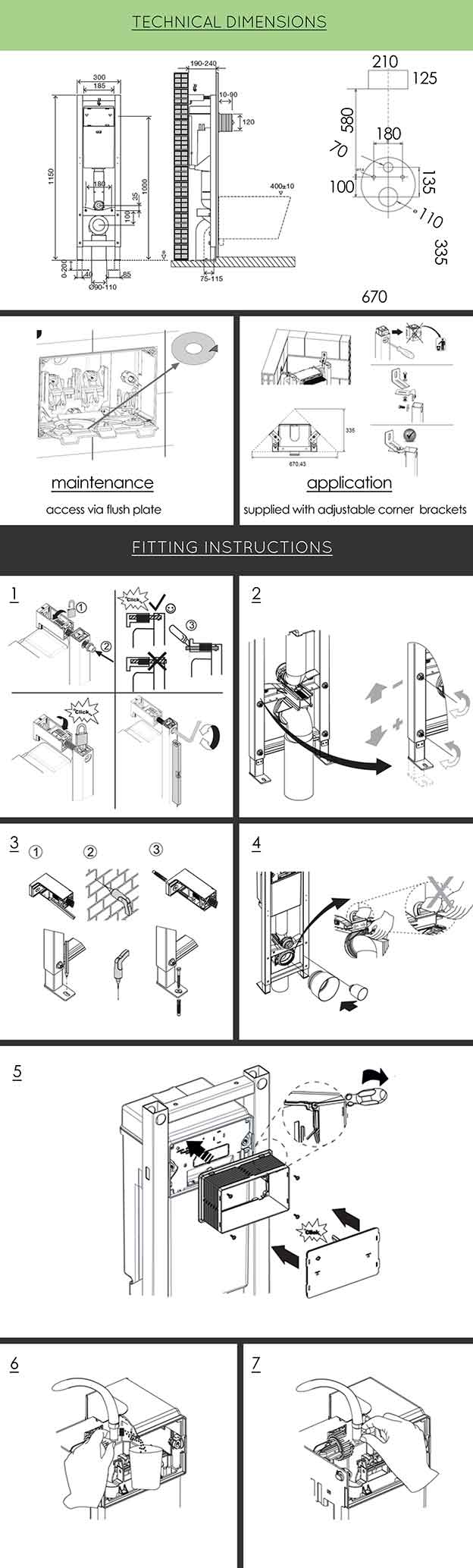 Technical Info for Corner Cistern Frame (52C)