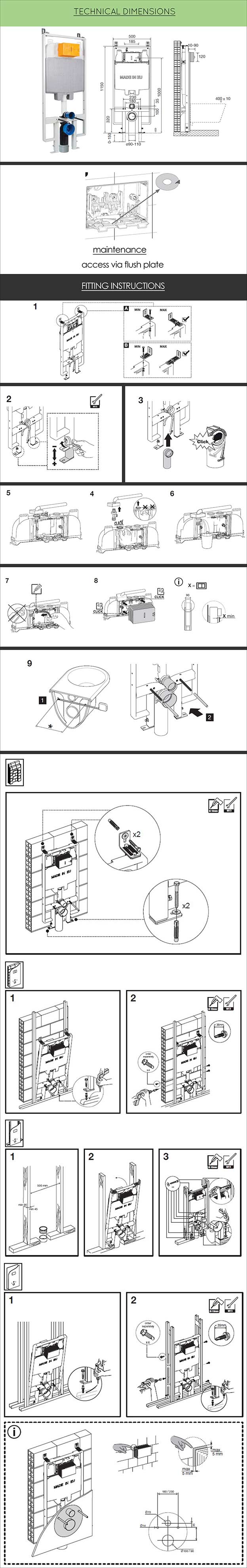 Technical Info Water Saving Cistern & Frame (52J)