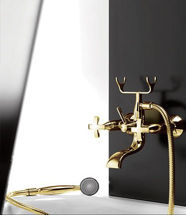 Coox Gold Bath Taps with Shower Attachment (43E)