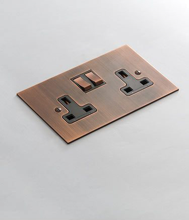 Brushed Copper Electrical Plug Socket (124E)