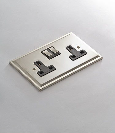 Satin Nickel Electrical Plug Socket (124M)