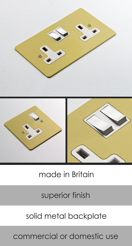 Dirty Yellow Coloured Electrical Plug Socket (122M)