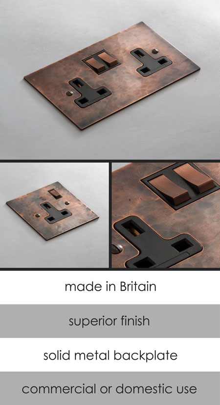 Distressed Copper Electrical Plug Socket (124H)