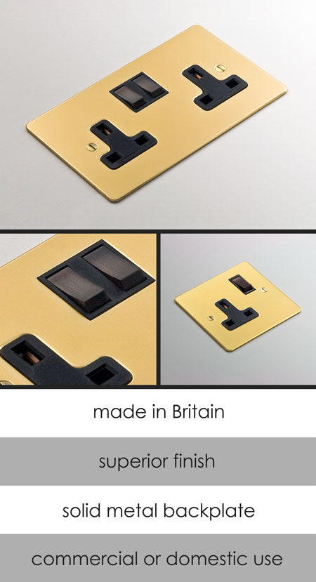 Matt Gold Electrical Plug Socket (128B)