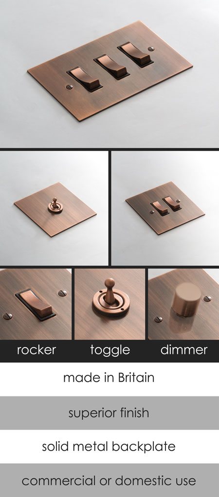 Brushed Copper Electrical Light Switch (124D)