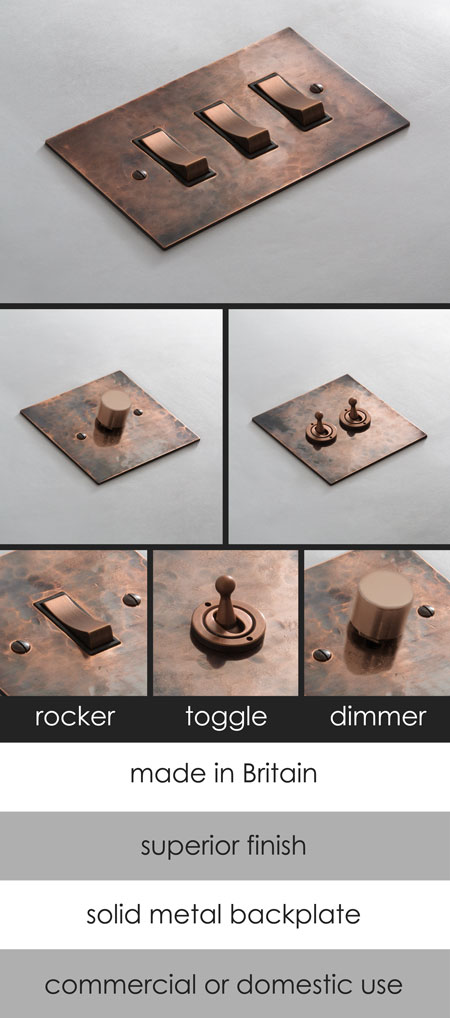 Distressed Copper Electrical Light Switch (124G)