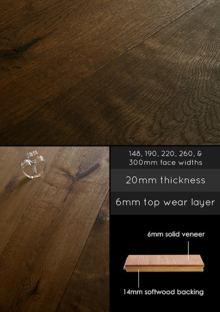Smoked Brushed & Oiled Oak Engineered Wood Flooring (93L)