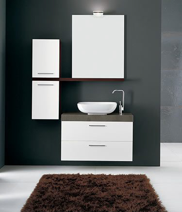 Line White Wall Furniture with Stone Top (8C)