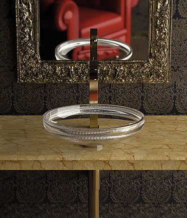 Crystal Collar Clear Glass Basin (65T)