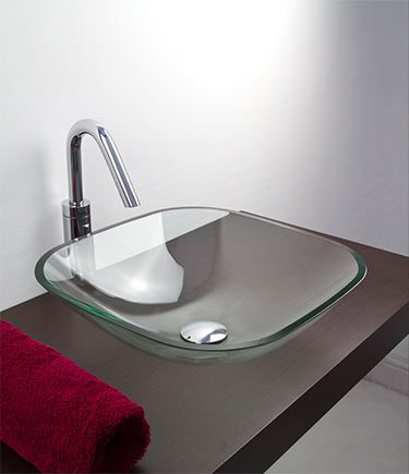 Square Clear Glass Sink (65R)