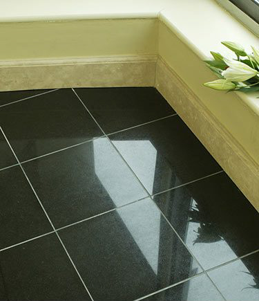 black granite flooring