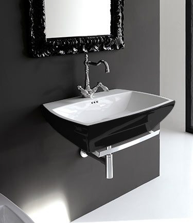 Lulu Black Wall Mounted Basin (13B)