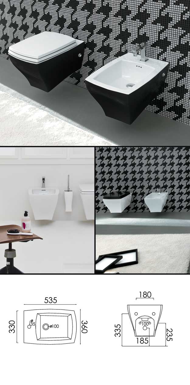 Lulu Black Wall Mounted Bidet (13J)