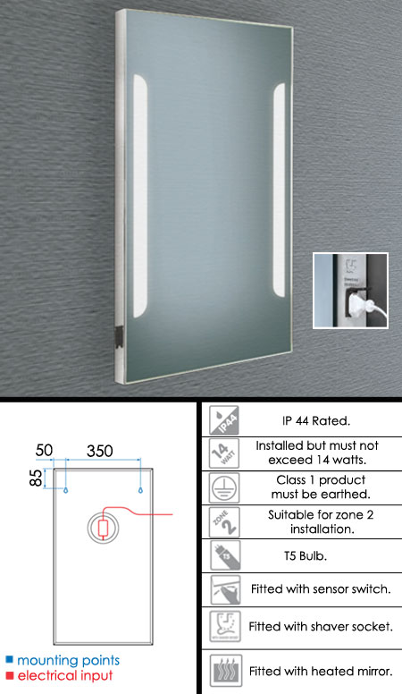 Uber Heated Mirror with Lights & Shaver (63K)