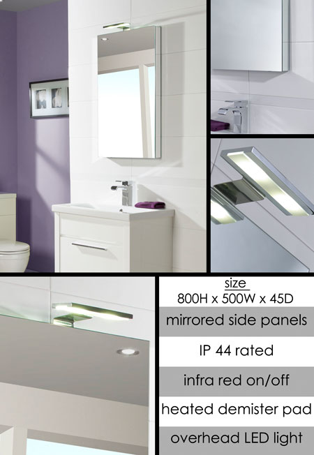 Reflect Heated Bathroom Mirror with Sensor Lights (63P)