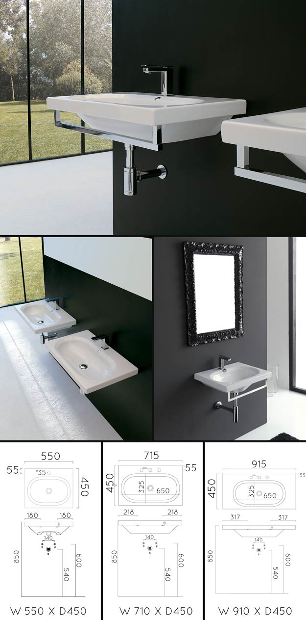 Pure Rectangular Wall Mounted Basin (9C)