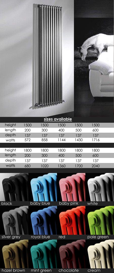 Tall 3 Column Coloured Radiator (104H)